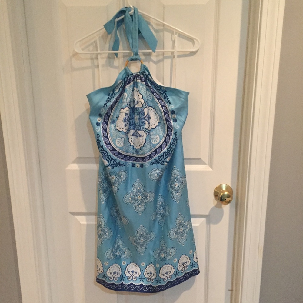 Vineyard Vines silk shell halter dress